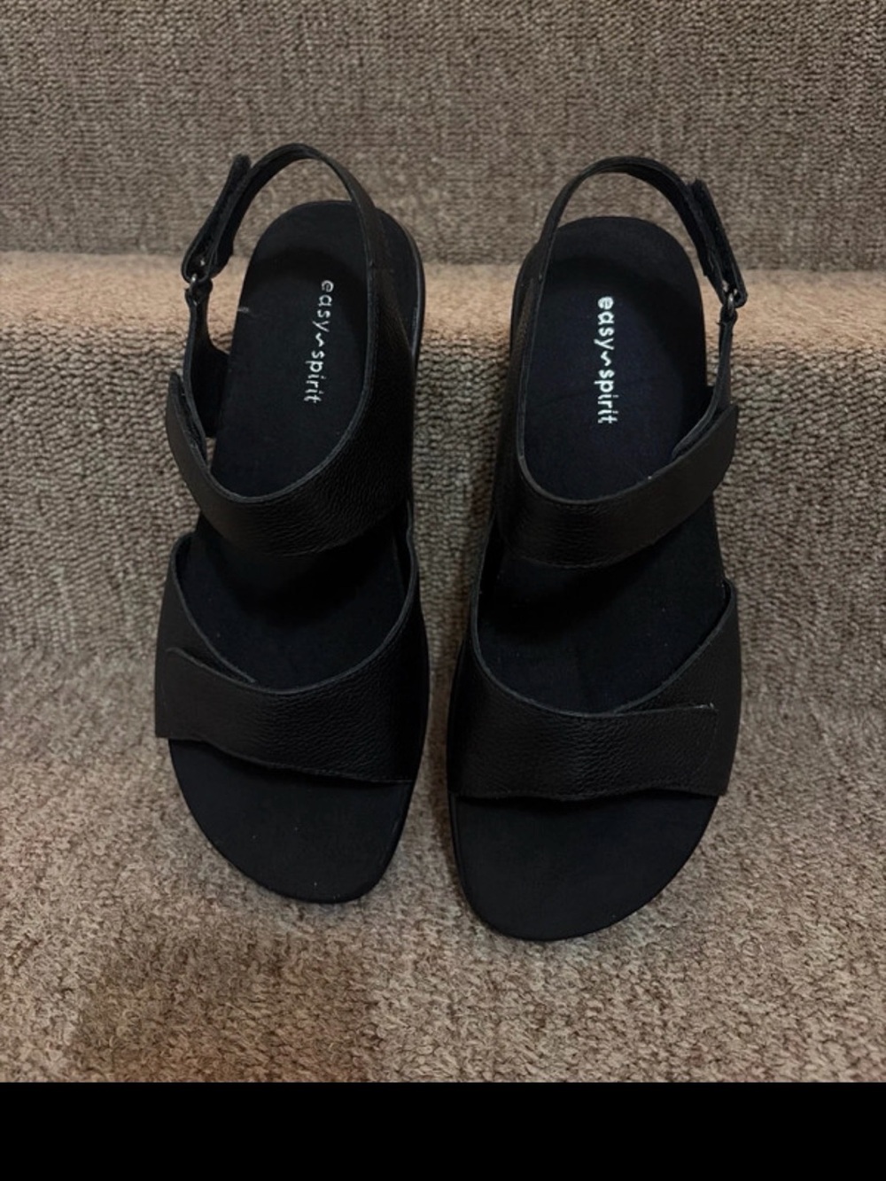 Easy Spirit Black Leather Slingback Sandals